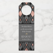 Stijlvolle grijze hostess Gift Wine Bottle Hanger (Voorkant)