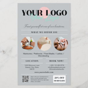 Stijlvolle grijze logo services schoonheidssalon m flyer