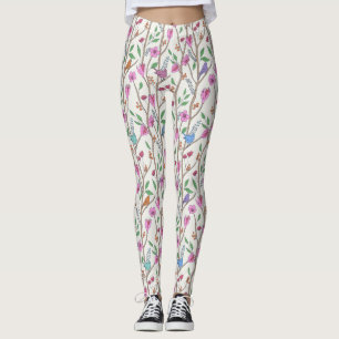 Stijlvolle Grillen Vogels en Bloemen Leggings