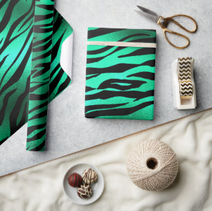 Stijlvolle Groen en Zwart Wild Tiger Stripes Safar Cadeaupapier