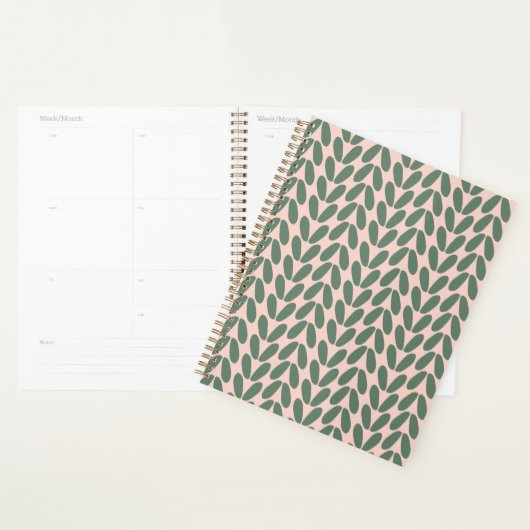 Stijlvolle groene bladeren Pastel Roze Planner (Display)