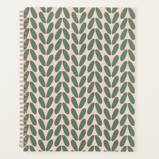 Stijlvolle groene bladeren Pastel Roze Planner (Voorkant)