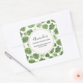 Stijlvolle groene tropische bladeren Patroonbusine Vierkante Sticker (Envelop)