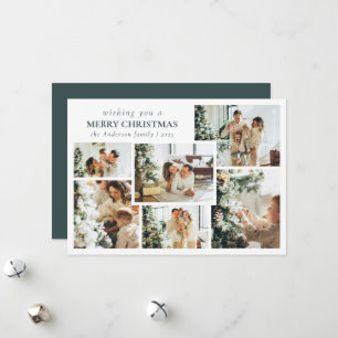 Stijlvolle groene typografie foto collage Kerstmis Feestdagenkaart