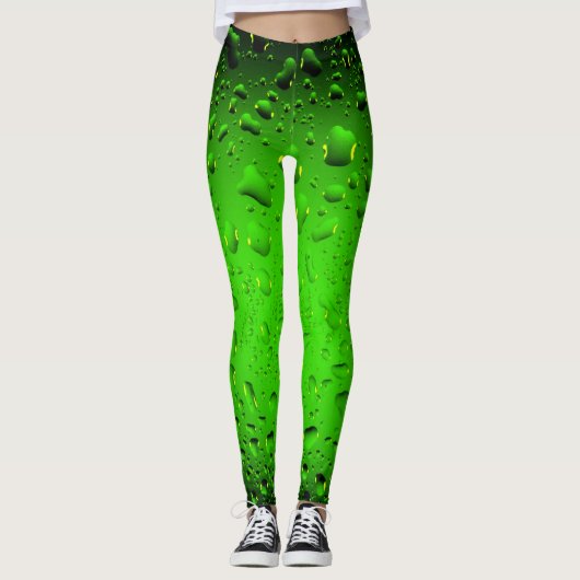Stijlvolle, groene waterdruppels leggings (Voorkant)