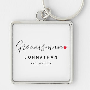 Stijlvolle Groomsman bruiloft Sleutelhanger