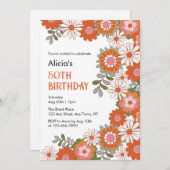 Stijlvolle Groovy Hippie Bloem & Blad Verjaardag Kaart (Voorkant / Achterkant)