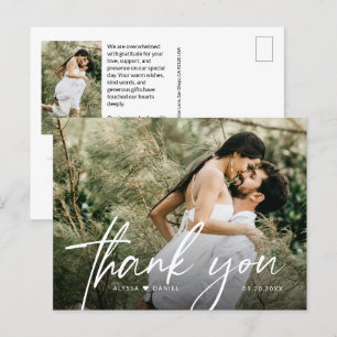 Stijlvolle handlettering script huwelijksfoto's briefkaart