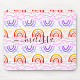Stijlvolle handtekening ombre regenboogpatroon muismat