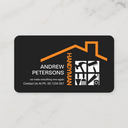 Stijlvolle Handyman Tools Rooftop Contractor Visitekaartje (Voorkant)