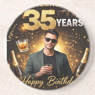 Stijlvolle Happy Birthday Drink Ondersetjes Cadeau Zandsteen Onderzetter
