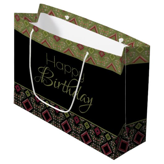 Stijlvolle Happy Birthday grote papieren Canvas ta Groot Cadeauzakje (Voorkant Gekanteld)