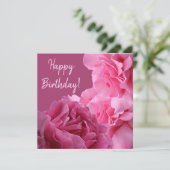 Stijlvolle Happy Birthday roze roos eigenzinnig p Feestdagenkaart (Staand voorkant)
