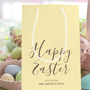 Stijlvolle Happy Easter Gift Wrap Geel Bruin Medium Cadeauzakje