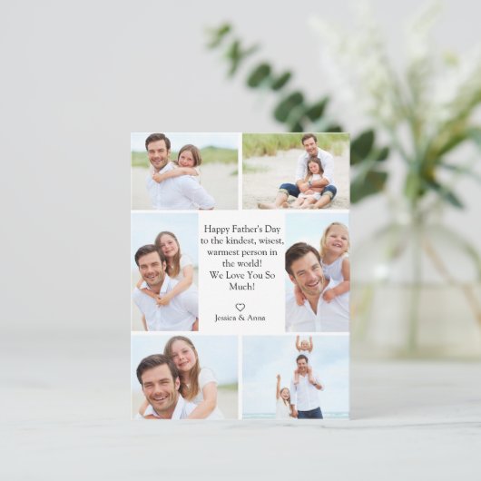 Stijlvolle Happy Fathers Day 6 foto's Collage Feestdagenkaart (Staand voorkant)