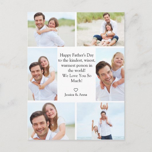 Stijlvolle Happy Fathers Day 6 foto's Collage Feestdagenkaart (Voorkant)