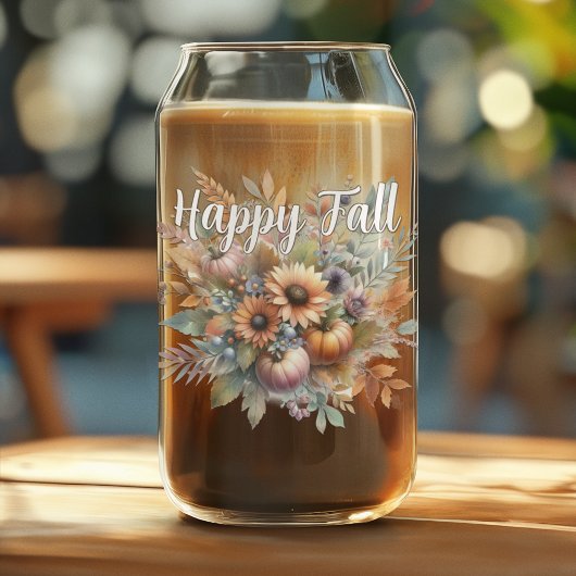 Stijlvolle Happy Herfst Pompoen Bloem Boeket Motie Blikvorm Glas