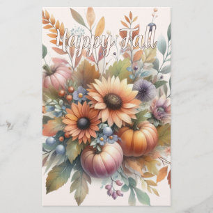 Stijlvolle Happy Herfst Pompoen Bloem Boeket Motie Briefpapier