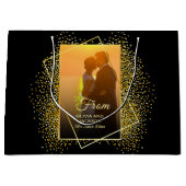 Stijlvolle Happy Valentijn Gold Glitter paar foto Groot Cadeauzakje (Voorkant)