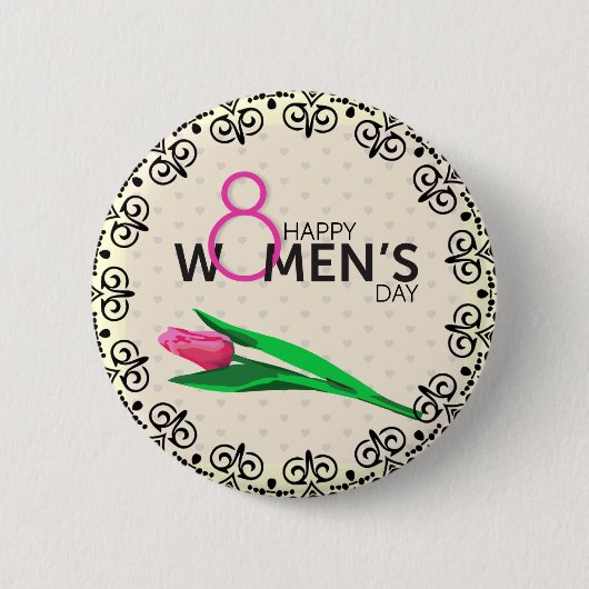Stijlvolle Happy Womens Day Custom Size Button (Voorkant)