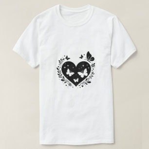 Stijlvolle hart en zwarte Cadeau Creatie T-shirt