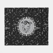 Stijlvolle hedendaagse zwart wit en grijs cirkel fleece deken (Voorkant (Horizontaal))