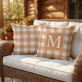 Stijlvolle herfst pompoen oranje gingham patroon buitenkussen