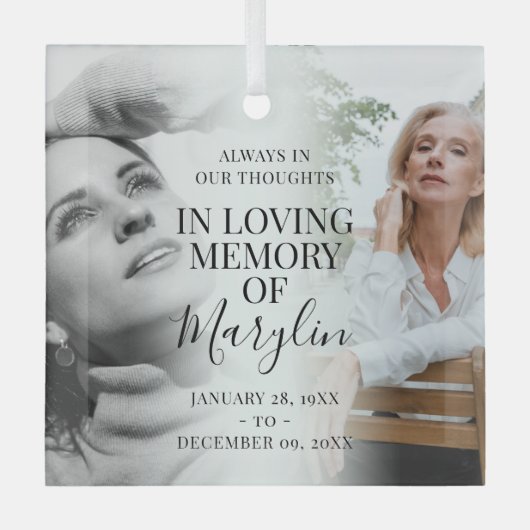 Stijlvolle Herinnering Ter Herinnering Kerstmis Glas Ornament (Voorkant)