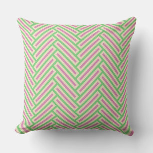 Stijlvolle HerringBone Green Pink Cream Kussen