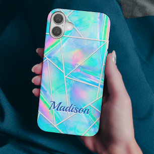 Stijlvolle holografische elegante geometrische iPhone 16 hoesje