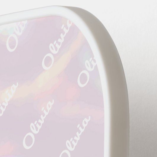 Stijlvolle Holografische Shinny Roze Hart Modern Pickleball Paddle (Links Detail)