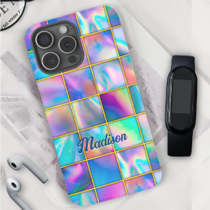 Stijlvolle holografische trendy faux goud geometri iPhone 16 pro hoesje