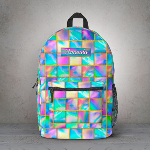 Stijlvolle holografische trendy nepgouden geometri bedrukte rugzak