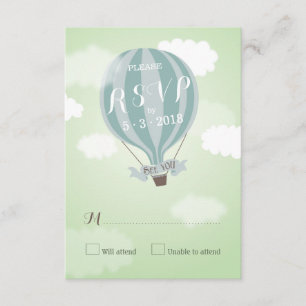 Stijlvolle Hot Air Blue-ballon RSVP-kaart RSVP Kaartje