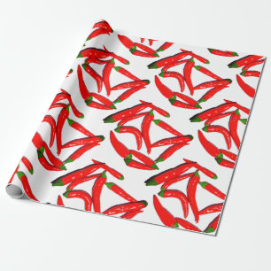 Stijlvolle Hot Red Green Chili Pepper Cadeaupapier