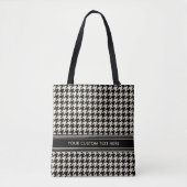 Stijlvolle Houndstooth Gepersonaliseerde Zwart Off Draagtas (Voorkant)