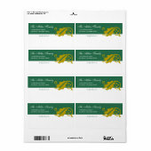 Stijlvolle hulstblad kerst groene gouden verzendin etiket (Full Sheet)