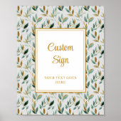 Stijlvolle Hunter Green Gold Greenery Wedding Cust Poster (Voorkant)