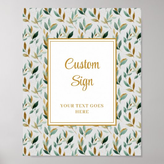 Stijlvolle Hunter Green Gold Greenery Wedding Cust Poster (Voorkant)