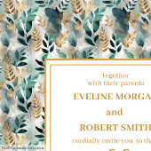 Stijlvolle Hunter Green Gold Greenery Wedding Uitn Kaart