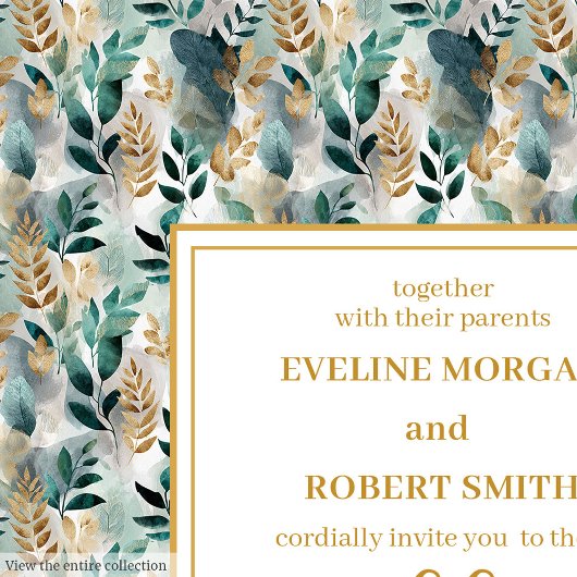 Stijlvolle Hunter Green Gold Greenery Wedding Uitn Kaart