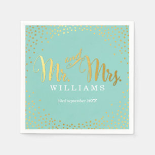 STIJLVOLLE HUWELIJKSTAFEL mini confetti goud mint Servet
