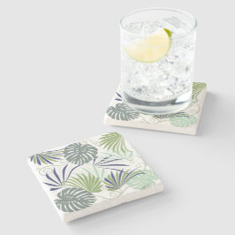 Stijlvolle illustratie van populaire planten binne stenen onderzetter