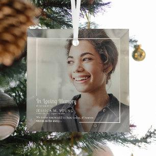 Stijlvolle 'In Loving Memory' Herdenkingsfoto & Ci Glas Ornament