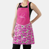 Stijlvolle initiële naam Hot Pink Magenta Rozen Cu Schort (Insitu)