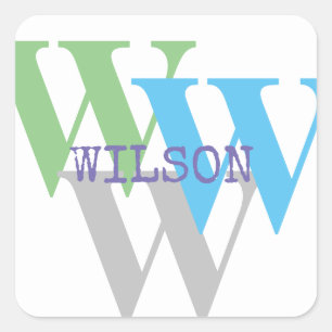 stijlvolle INITIËLE naam monogram minimaal Vierkante Sticker