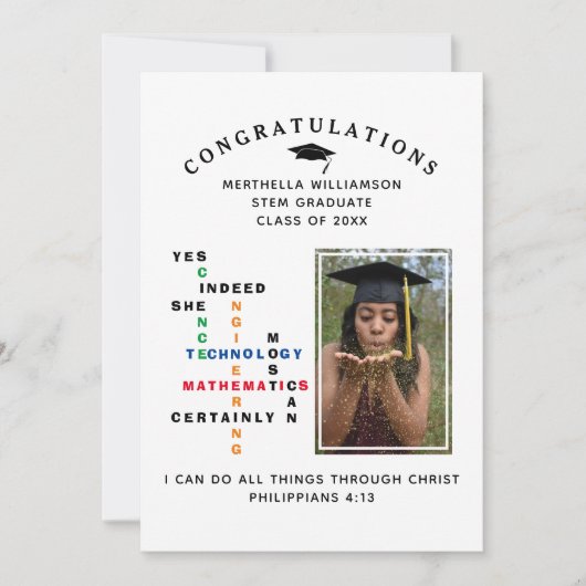 Stijlvolle JA ZE KAN STEM BEGELEIDEN Afstuderen Aankondiging (Voorkant)