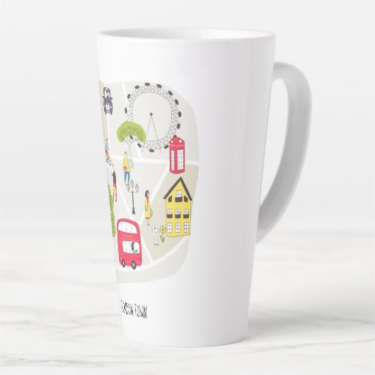 Stijlvolle kaart Londense tekens Latte Mok (Rechterhoek)