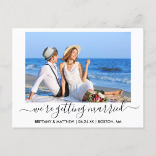 Stijlvolle kalligrafie die wordt gehuwd sparen de briefkaart