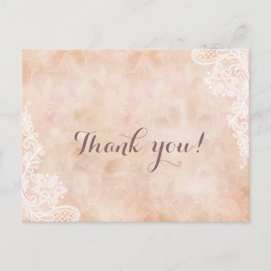 Stijlvolle Kant Rozen Oud Papier Trouwen Dank u Briefkaart (Voorkant)